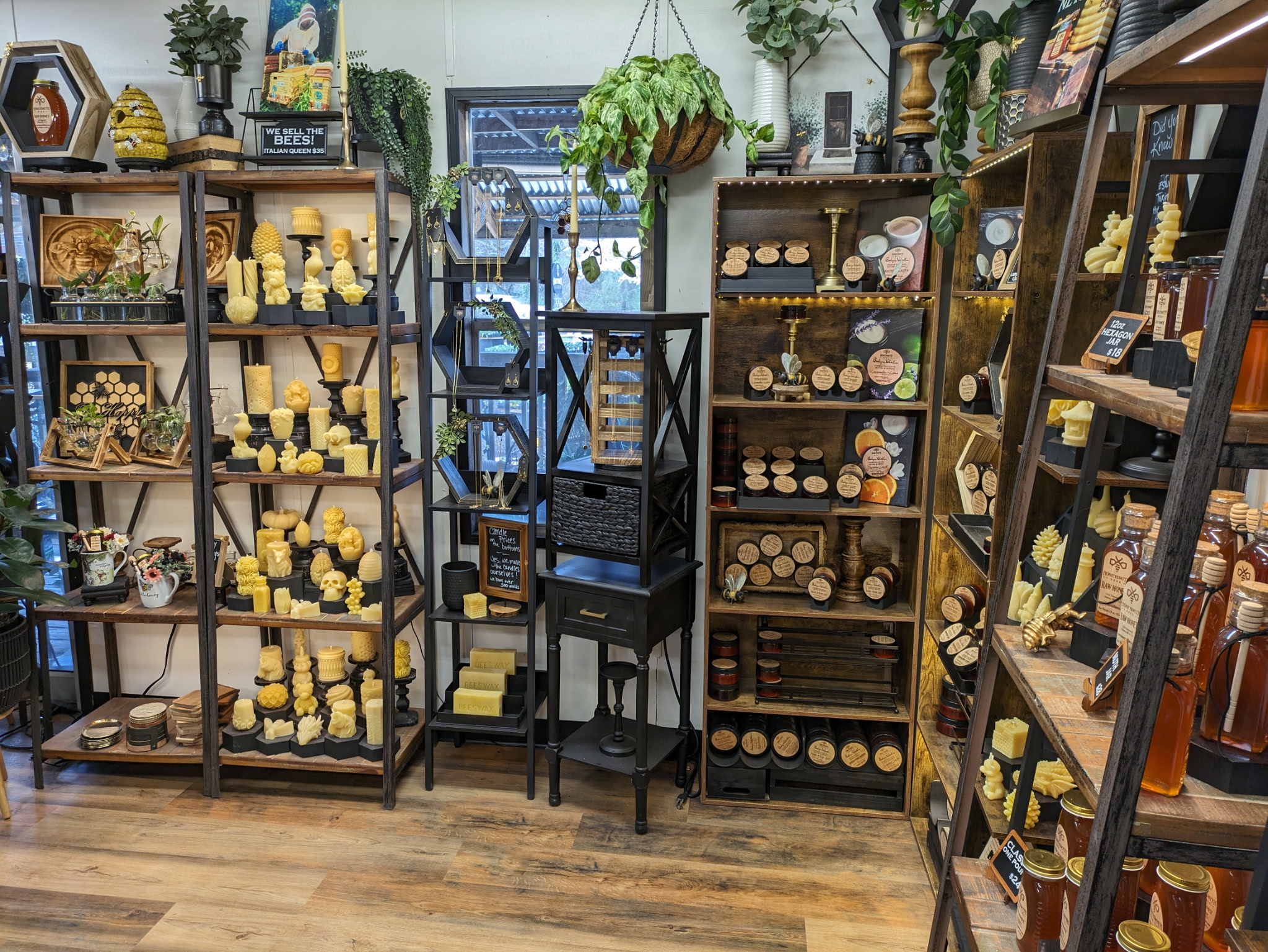 Jars of honey on the shelf at the Honeysmith Market
