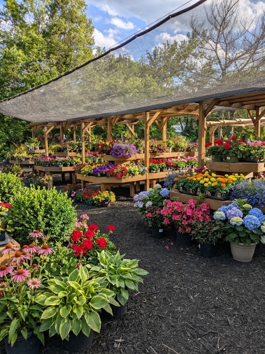 Flowering plants and perennials along the lot at Honeysmith Bees & Gardens in Crownsville, Maryland