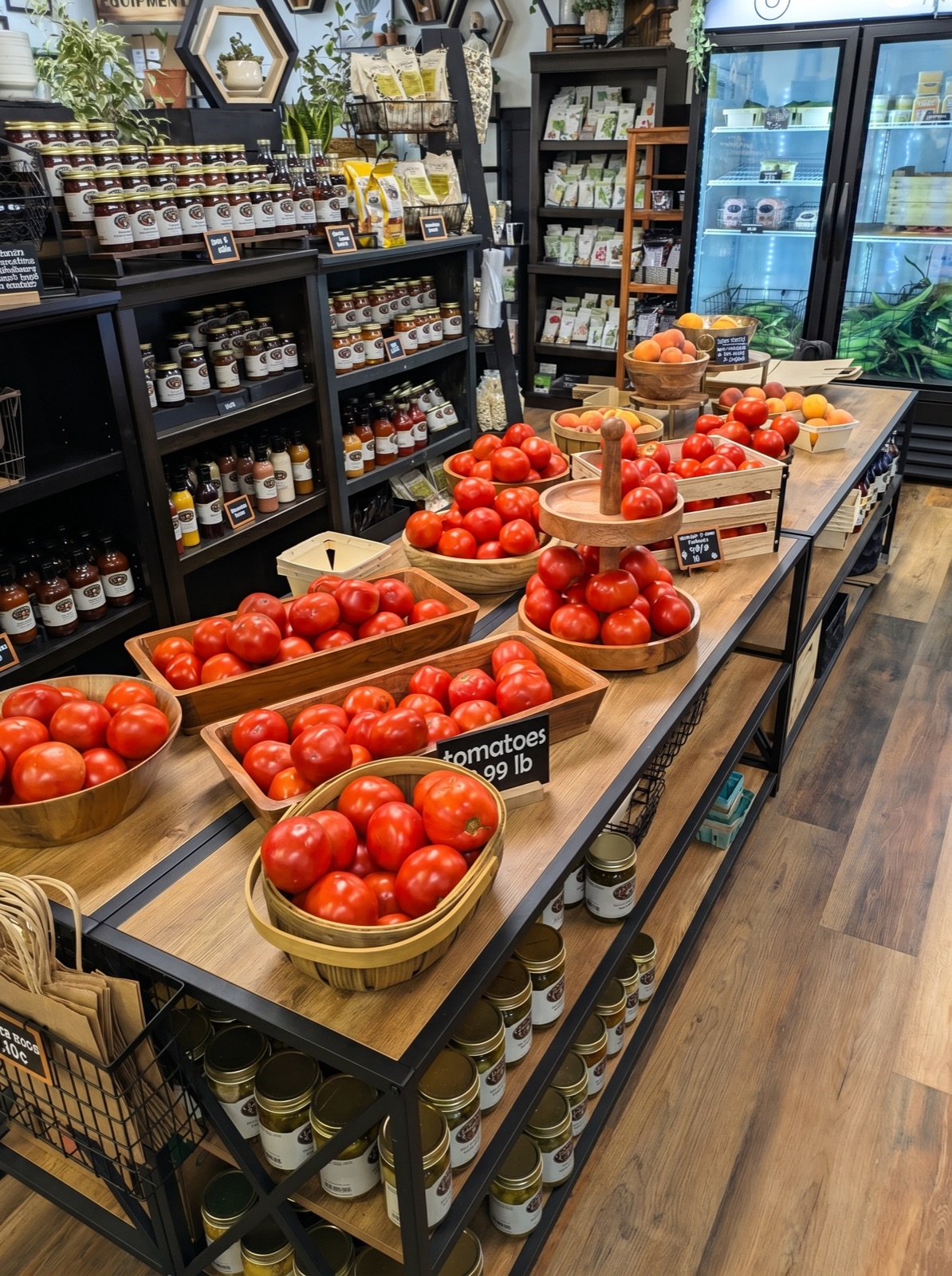 Local produce and pantry goods inside the Honeysmith Market